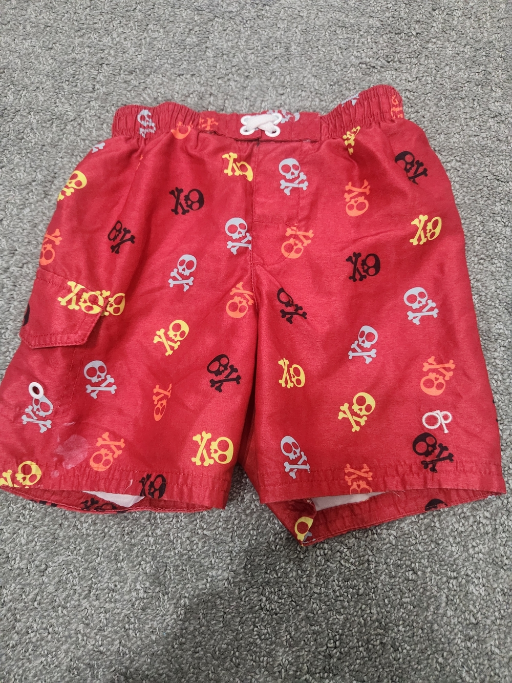 Red Boys' Skull Print Swim Shorts 3t